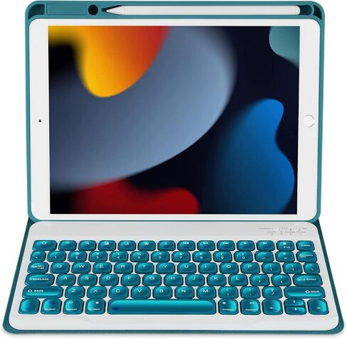 iPad 10.2 9th 8th 7th Gen Keyboard Case, Compatible with iPad Air3 10.5"/iPad Pro 10.5", 7 Colors Backlit Detachable Keyboard with Magentic Protective Cover, Built-in Pencil Holder, Black in Saudi Arabia
