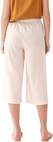 Amazhiyu Womens Linen Capri Pants with Pockets Full Elastic Waistband Casual Pants in Saudi Arabia