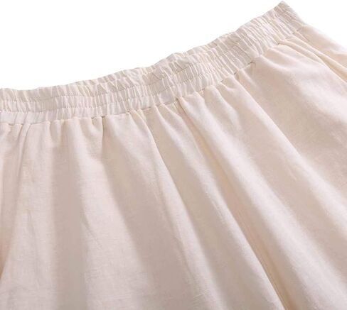 Amazhiyu Womens Linen Capri Pants with Pockets Full Elastic Waistband Casual Pants in Saudi Arabia