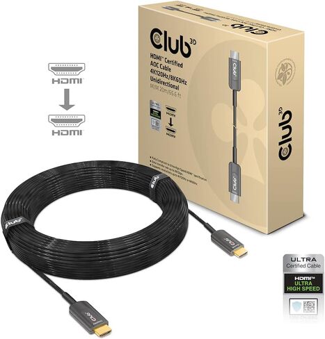 Club 3D CAC-1377 Ultra High Speed HDMI 2.1 Certified 4K 120Hz 8K 60Hz M/M Active Fibert Optical Cable 15m -49.2ft in Saudi Arabia