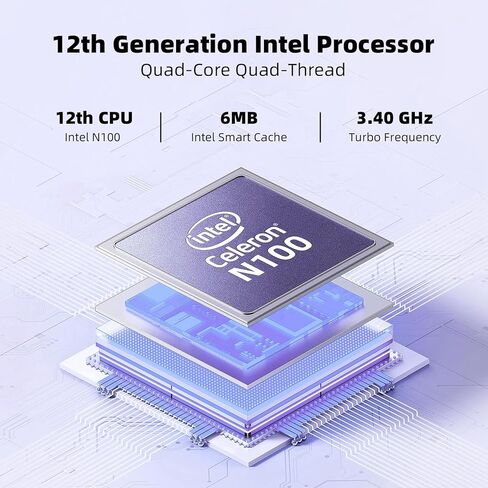 جهاز كمبيوتر صغير، 16 جيجابايت DDR4 1024 جيجابايت SSD، أجهزة كمبيوتر صغيرة رباعية النواة Intel N100 (حتى 3.4 جيجا هرتز)، كمبيوتر مكتبي مع رسومات 4K UHD، WiFi 6/2.4G+5G WiFi، BT 5.0، HDMI مزدوج، نظام تبريد، Windows 11 الكمبيوتر. in Kuwait