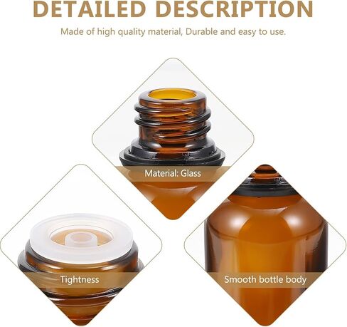 Uonlytech Glass Bottles 12Pcs Essential Oil Bottles, 20ml Amber Glass Bottle with Orifice Reducer Refillable Liquid Dispenser for Oil Blends Perfumes Lab Chemicals Glass Containers in Saudi Arabia