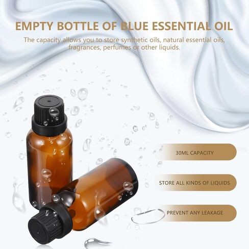 Uonlytech Glass Bottles 12Pcs Essential Oil Bottles, 20ml Amber Glass Bottle with Orifice Reducer Refillable Liquid Dispenser for Oil Blends Perfumes Lab Chemicals Glass Containers in Saudi Arabia