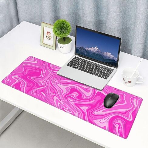 Red Topographic Contour Map Liquid Wave Topography Geography Gaming Mouse Pad 31.5 X 11.8 Inch XL Extended Large Keyboard Non-Slip Rubber Base with Stitched Edges for Home Office in Saudi Arabia