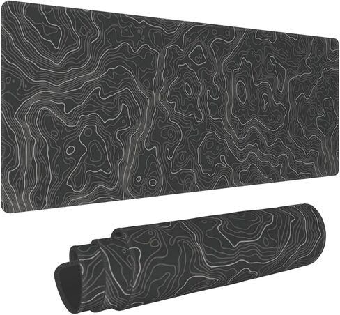 Red Topographic Contour Map Liquid Wave Topography Geography Gaming Mouse Pad 31.5 X 11.8 Inch XL Extended Large Keyboard Non-Slip Rubber Base with Stitched Edges for Home Office in Saudi Arabia
