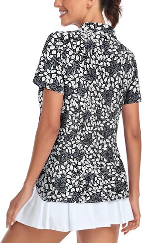 قمصان بولو جولف للسيدات من Misyula Style بسحاب ربع وأكمام قصيرة سريعة الجفاف للتمرين in Kuwait