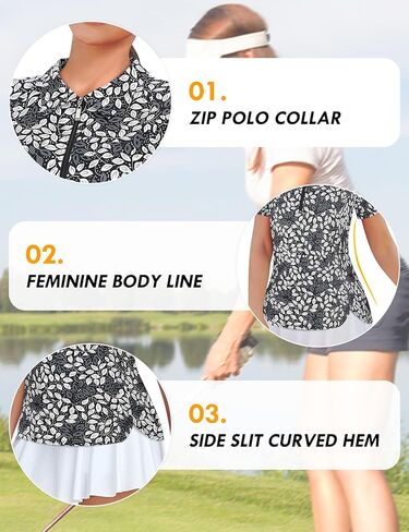 قمصان بولو جولف للسيدات من Misyula Style بسحاب ربع وأكمام قصيرة سريعة الجفاف للتمرين in Kuwait