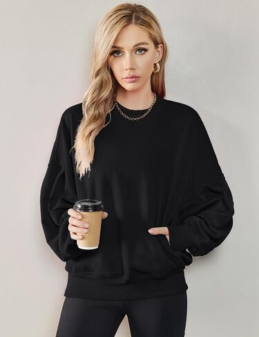 ZHENWEI Sweatshirts for Women Crewneck Pullover Sweaters with Pockets in Saudi Arabia