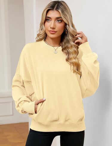 ZHENWEI Sweatshirts for Women Crewneck Pullover Sweaters with Pockets in Saudi Arabia