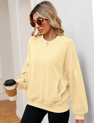 ZHENWEI Sweatshirts for Women Crewneck Pullover Sweaters with Pockets in Saudi Arabia