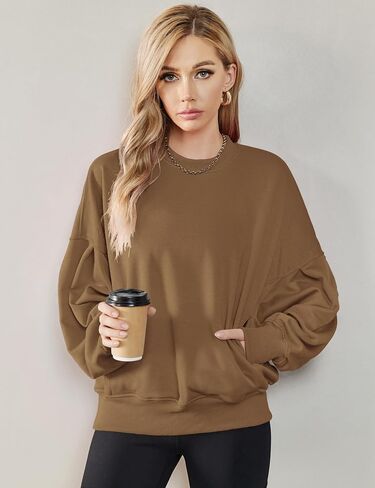 ZHENWEI Sweatshirts for Women Crewneck Pullover Sweaters with Pockets in Saudi Arabia