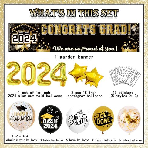 50 Pcs Congrats Grad Graduation Banner Latex Foil Balloon Decorations Class 2024 Personalized Class of 2024 Graduation Banner with 78 Alphabet Stickers Graduation Yard Sign Banner Personalized Red in Kuwait