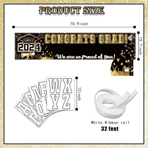 50 Pcs Congrats Grad Graduation Banner Latex Foil Balloon Decorations Class 2024 Personalized Class of 2024 Graduation Banner with 78 Alphabet Stickers Graduation Yard Sign Banner Personalized Red in Kuwait