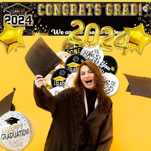 50 Pcs Congrats Grad Graduation Banner Latex Foil Balloon Decorations Class 2024 Personalized Class of 2024 Graduation Banner with 78 Alphabet Stickers Graduation Yard Sign Banner Personalized Red in Kuwait