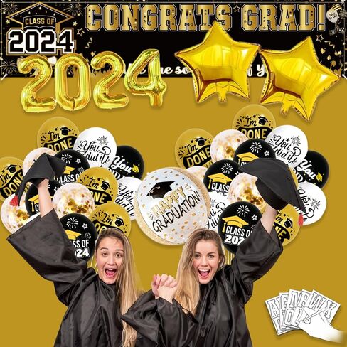 50 Pcs Congrats Grad Graduation Banner Latex Foil Balloon Decorations Class 2024 Personalized Class of 2024 Graduation Banner with 78 Alphabet Stickers Graduation Yard Sign Banner Personalized Red in Kuwait