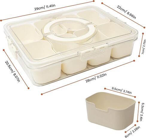 Divided Serving Tray Snack Box with Lid & Handle, Snackle Box Charcuterie Container for Veggie, Fruits, Candy, Nuts, Snacks - Perfect for Picnic, Party in Saudi Arabia