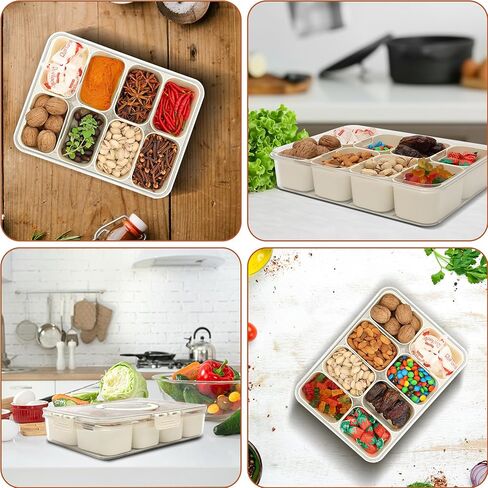 Divided Serving Tray Snack Box with Lid & Handle, Snackle Box Charcuterie Container for Veggie, Fruits, Candy, Nuts, Snacks - Perfect for Picnic, Party in Saudi Arabia