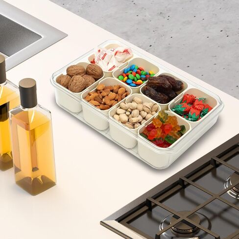 Divided Serving Tray Snack Box with Lid & Handle, Snackle Box Charcuterie Container for Veggie, Fruits, Candy, Nuts, Snacks - Perfect for Picnic, Party in Saudi Arabia