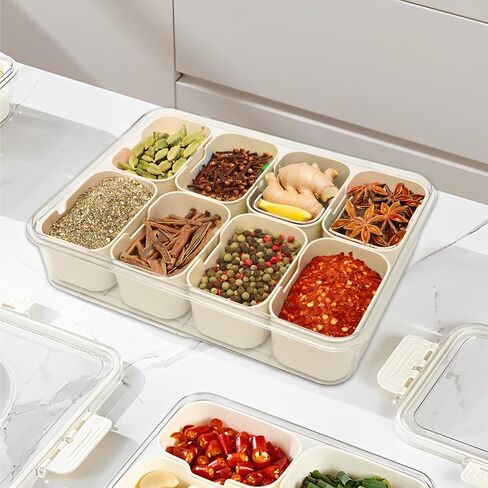 Divided Serving Tray Snack Box with Lid & Handle, Snackle Box Charcuterie Container for Veggie, Fruits, Candy, Nuts, Snacks - Perfect for Picnic, Party in Saudi Arabia