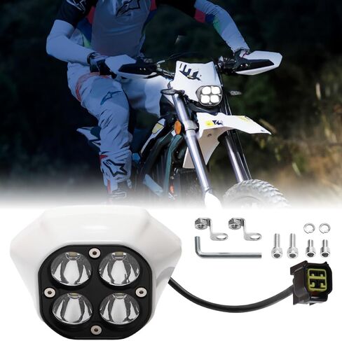 Upgraded Headlight for Sur Ron Ultra Bee, Plug N Play LED Headlight Front Lamp Light With Mounting Bracket, Square Four Bulbs Headlamp & Assemblies for Sur ron, 3 Modes in Saudi Arabia