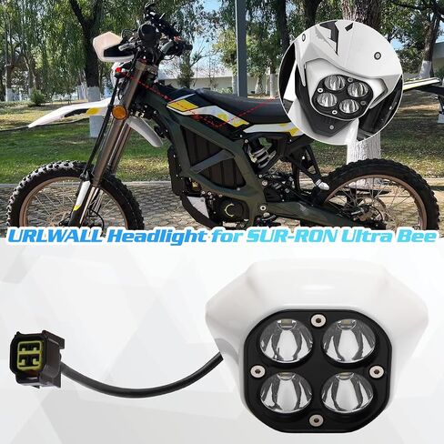 Upgraded Headlight for Sur Ron Ultra Bee, Plug N Play LED Headlight Front Lamp Light With Mounting Bracket, Square Four Bulbs Headlamp & Assemblies for Sur ron, 3 Modes in Saudi Arabia