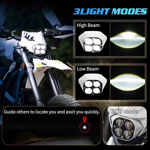 Upgraded Headlight for Sur Ron Ultra Bee, Plug N Play LED Headlight Front Lamp Light With Mounting Bracket, Square Four Bulbs Headlamp & Assemblies for Sur ron, 3 Modes in Saudi Arabia