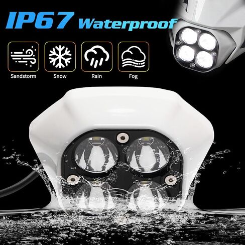 Upgraded Headlight for Sur Ron Ultra Bee, Plug N Play LED Headlight Front Lamp Light With Mounting Bracket, Square Four Bulbs Headlamp & Assemblies for Sur ron, 3 Modes in Saudi Arabia