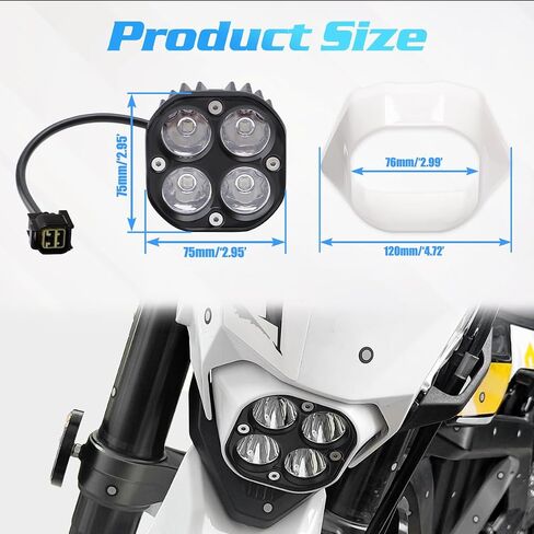 Upgraded Headlight for Sur Ron Ultra Bee, Plug N Play LED Headlight Front Lamp Light With Mounting Bracket, Square Four Bulbs Headlamp & Assemblies for Sur ron, 3 Modes in Saudi Arabia