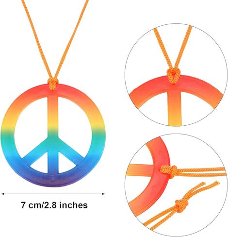 مجموعة أزياء هيبي المكونة من 4 قطع من إكسسوارات ملابس هيبي في الستينيات تتضمن نظارات هيبي وقلادة علامة السلام بألوان قوس قزح وعصابة رأس وأقراط علامة السلام الهبي in Kuwait