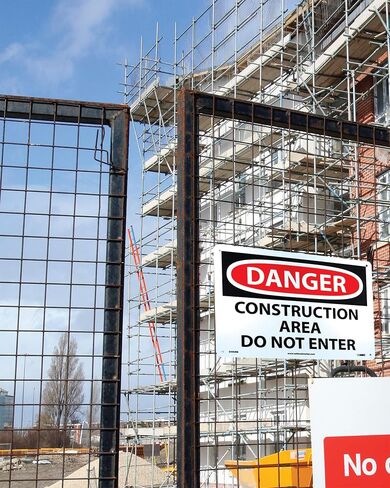 NMC D490RB OSHA Sign, Legend "DANGER - CONSTRUCTION AREA DO NOT ENTER", 14" Length x 10" Height, Rigid Plastic, Red/Black on White in Saudi Arabia