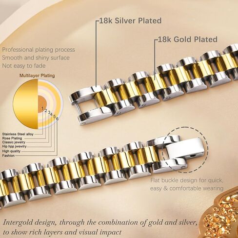 18K Gold Four Leaf Lucky Bracelets for Women Thick Link Bracelet Adjustable Watch Band Chain Wristband Jewelry in Saudi Arabia