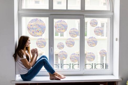 Round 48PCS Window Stickers Crash Window Decals to Keep Birds from Window Collisions, Non Sticky Prismatic Vinyl Window Stickers Rainbow Stickers in Saudi Arabia