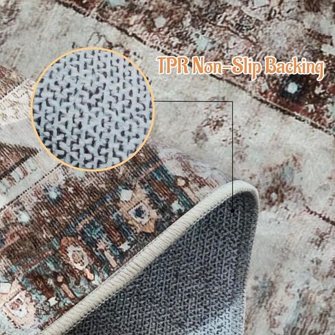 TIANLIN سجاد منطقة عتيقة رفيعة للغاية مقاس 8 × 10 بوصة من الصوف الاصطناعي الناعم مقاوم للبقع وقابل للغسل وغير قابل للانزلاق لغرفة المعيشة وغرفة النوم بوهو فارسي - ديكور منزلي عتيق in Kuwait