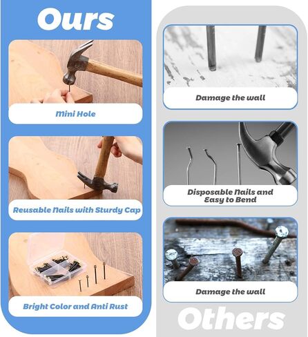 90Pcs Decorative Nails for Hanging 3 Sizes Wall Decorative Nails for Hanging Pictures Frame Kit, Hanging Hardware Tool Hangers for Claw Drywall Nails Small Medium Large Nails in Saudi Arabia
