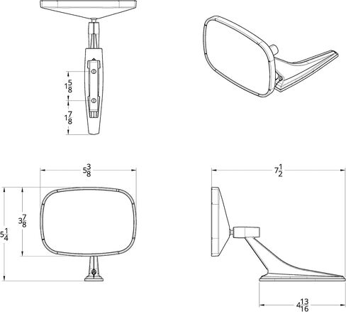 United Pacific 110294 Rectangular Exterior Mirror For 1968-72 Chevy Passenger Car - L/H in Saudi Arabia