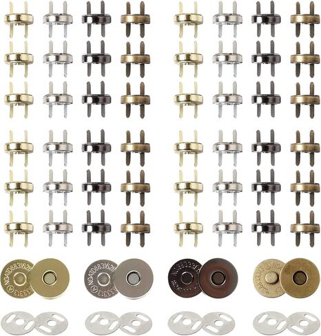 Popokk 48 مجموعة من مشابك الأزرار المغناطيسية ومشابك التثبيت ومشابك الحقائب المغناطيسية ومشابك الأزرار لحقائب الخياطة اليدوية والحقائب والملابس وصناعة الجلود، 4 ألوان (18 مم) in Kuwait