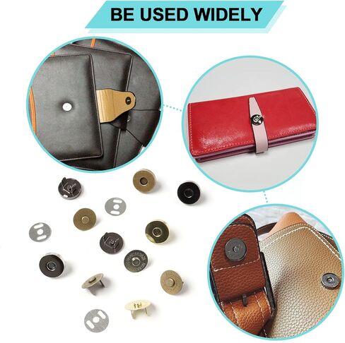 Popokk 48 مجموعة من مشابك الأزرار المغناطيسية ومشابك التثبيت ومشابك الحقائب المغناطيسية ومشابك الأزرار لحقائب الخياطة اليدوية والحقائب والملابس وصناعة الجلود، 4 ألوان (18 مم) in Kuwait