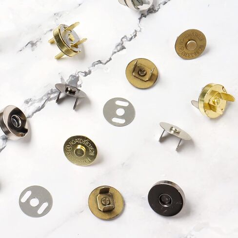 Popokk 48 مجموعة من مشابك الأزرار المغناطيسية ومشابك التثبيت ومشابك الحقائب المغناطيسية ومشابك الأزرار لحقائب الخياطة اليدوية والحقائب والملابس وصناعة الجلود، 4 ألوان (18 مم) in Kuwait