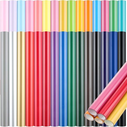 30 Pcs HTV Heat Transfer Vinyl Bundle 12 Inch x 3.3 ft Per Roll Bulk Heat Transfer Vinyl for T Shirts Easy to Cut Vinyl Rolls for DIY, Silhouette Cameo, Fabric, Heat Press Machine, 30 Colors in Saudi Arabia