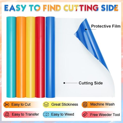 30 Pcs HTV Heat Transfer Vinyl Bundle 12 Inch x 3.3 ft Per Roll Bulk Heat Transfer Vinyl for T Shirts Easy to Cut Vinyl Rolls for DIY, Silhouette Cameo, Fabric, Heat Press Machine, 30 Colors in Saudi Arabia