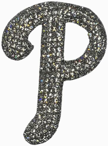 P Letter Crystal Rhinestone Iron on Patch - 2x2x2Inch Heat Transfer Rhinestone Glitter Decal for Clothes, Hats & Decoration - Easy to Use Iron On Decorative Applique Patches, Safe, for Kids & Adults in Saudi Arabia
