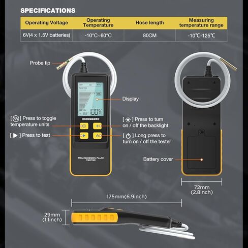 جهاز اختبار سائل ناقل الحركة، جهاز اختبار نفاذية زيت ناقل الحركة، جهاز قياس درجة الحرارة، جهاز اختبار زيت ناقل الحركة الرقمي مع مستشعر درجة الحرارة، أداة تشخيص السيارات، مجموعة اختبار السيارة in Kuwait