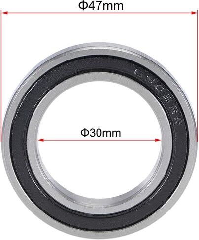 Uxcell 6906-2RS محامل الكرات الأخدود العميق 30 مم × 47 مم × 9 مم مزدوجة مختومة من الكروم الصلب P6(ABEC3) 4 قطع in Kuwait