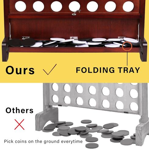 SPORT BEATS Giant Wooden Portable 4 in a Row with Folding Tray to Catch Coins - Set up on The Ground or Hang on The Wall Connect Game in Saudi Arabia
