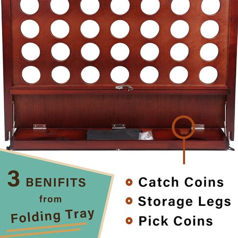 SPORT BEATS Giant Wooden Portable 4 in a Row with Folding Tray to Catch Coins - Set up on The Ground or Hang on The Wall Connect Game in Saudi Arabia