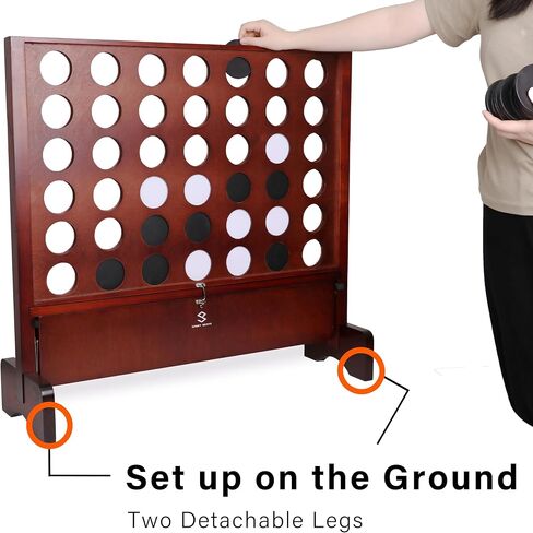 SPORT BEATS Giant Wooden Portable 4 in a Row with Folding Tray to Catch Coins - Set up on The Ground or Hang on The Wall Connect Game in Saudi Arabia