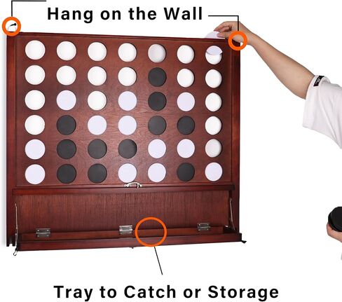 SPORT BEATS Giant Wooden Portable 4 in a Row with Folding Tray to Catch Coins - Set up on The Ground or Hang on The Wall Connect Game in Saudi Arabia