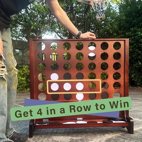 SPORT BEATS Giant Wooden Portable 4 in a Row with Folding Tray to Catch Coins - Set up on The Ground or Hang on The Wall Connect Game in Saudi Arabia