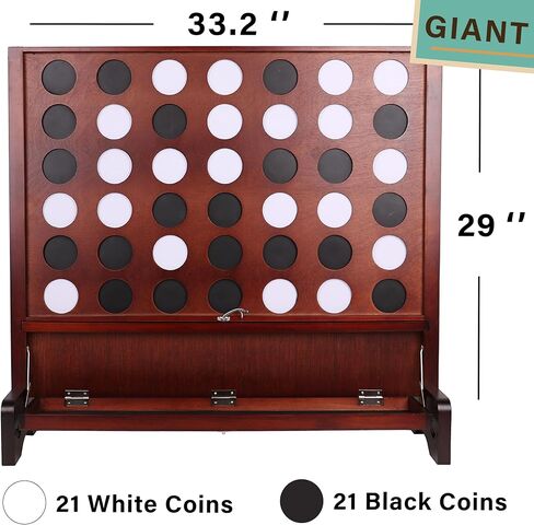 SPORT BEATS Giant Wooden Portable 4 in a Row with Folding Tray to Catch Coins - Set up on The Ground or Hang on The Wall Connect Game in Saudi Arabia