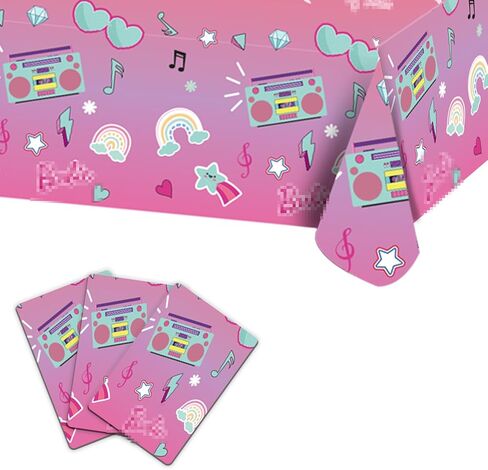 3 قطع من لوازم حفلات أعياد الميلاد الكرتونية للفتيات، مفرش طاولة لطيف للاستعمال مرة واحدة لأعياد الميلاد والمناسبات الكبيرة، حفلات ذات طابع خاص للفتيات مقاس 71 × 42.5 بوصة، وردي in Kuwait